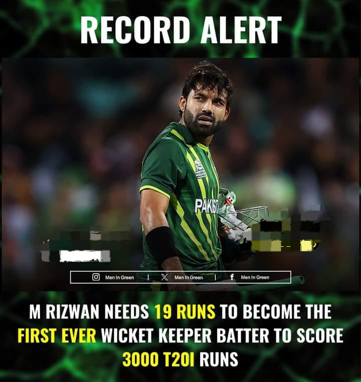 🚨 RECORD ALERT 🚨 Muhammad Rizwan needs 19 runs to become the first ever wicket keeper better to score 300 T20 runs Best Of luck murshad