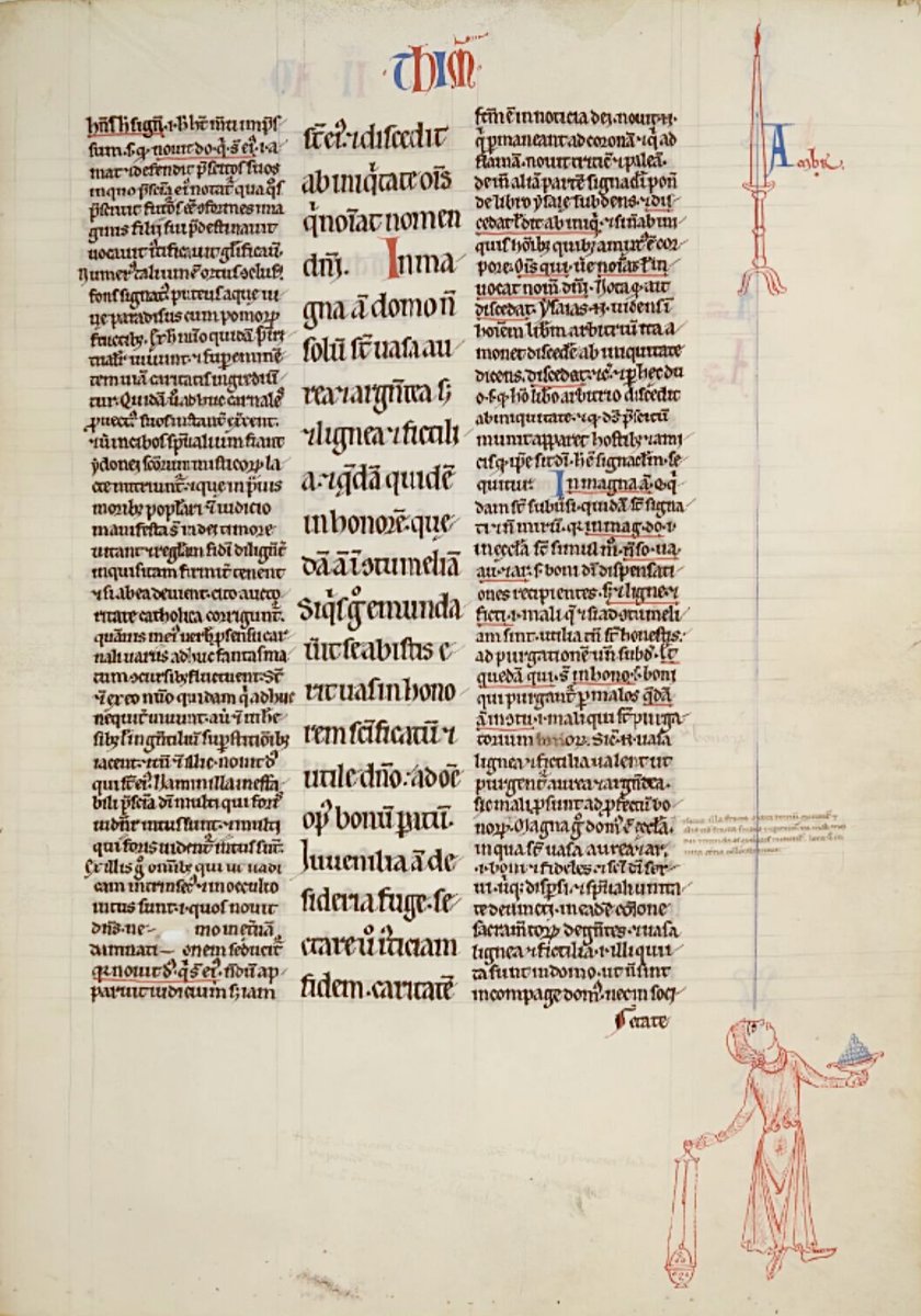 Thurifer in the margin BnF MS Latin 14267; Petrus Lombardus, in epistolis s. Pauli ; 12th century; Abbaye de Saint-Victor de Paris; f.103r @GallicaBnF