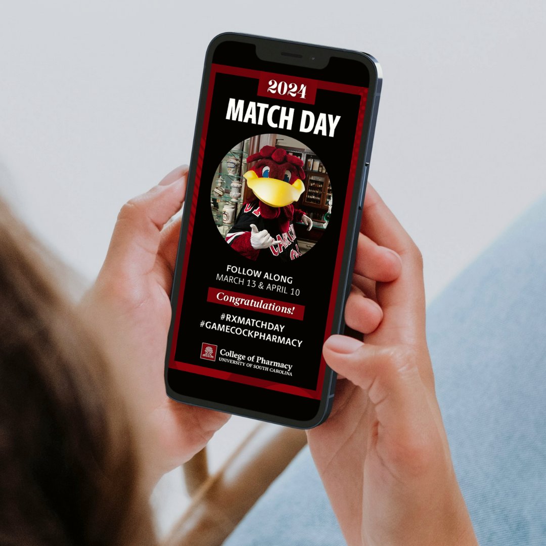 #RxMatchDay Round II is tomorrow! Follow along as we share where more of our students and alumni are headed for postgrad residencies or fellowships. 🔗 bit.ly/copmatch 🎉 #GamecockPharmacy