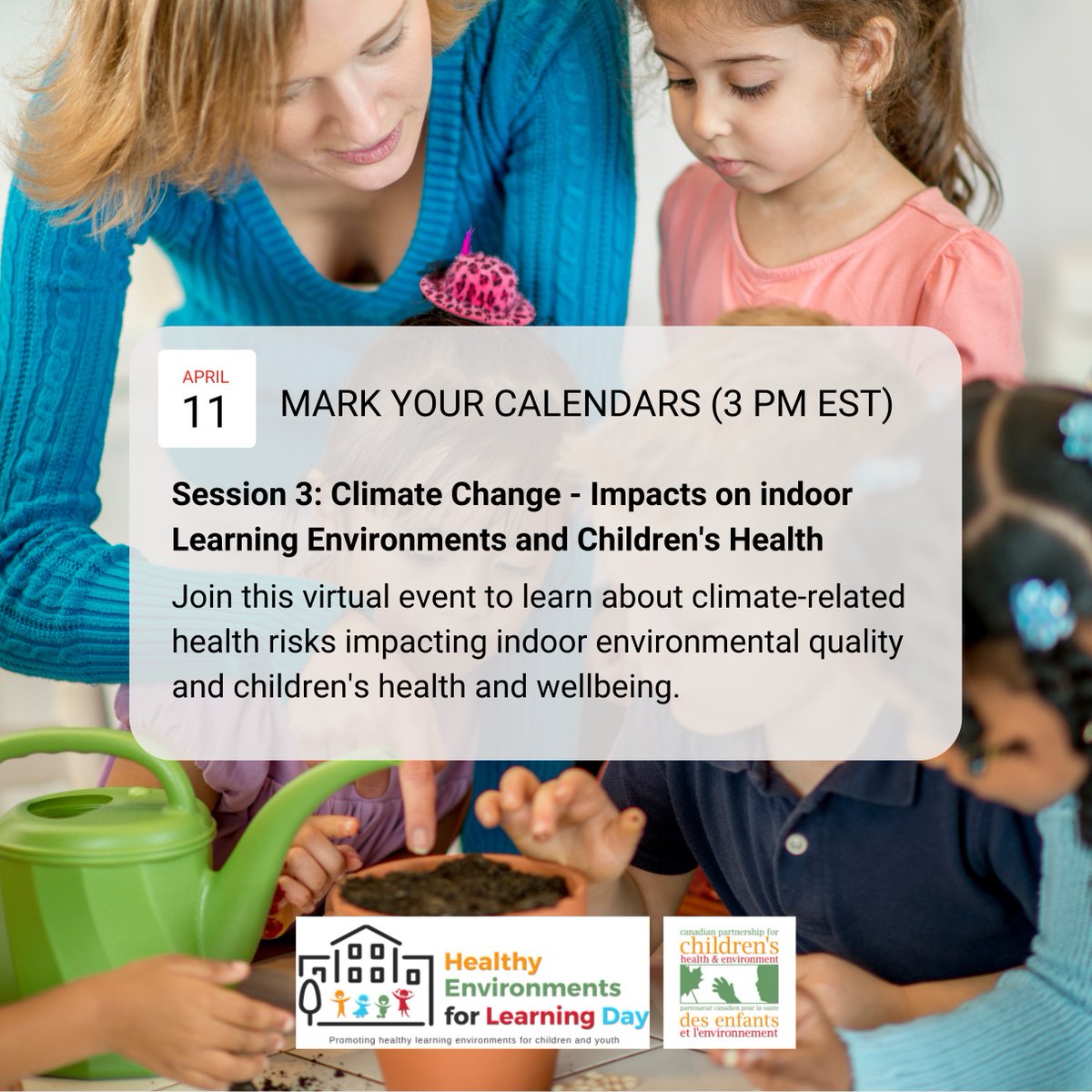 🗓 MARK YOUR CALENDARS: Introducing <a href="/CPCHE_info/">CPCHE</a>'s Healthy Environments for Learning Day (HELD) Speakers Series Session 3: #ClimateChange Impacts on Indoor Learning Environments &amp; Children’s Health. April 11 at 3PM. For more info &amp; to register, visit us02web.zoom.us/webinar/regist…