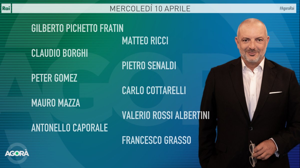 Ecco gli ospiti di Roberto Inciocchi di mercoledì #10aprile ad #AgoraRai. Vi aspettiamo dalle 8.00 alle 09:45 su #Rai3 e #RaiPlay.