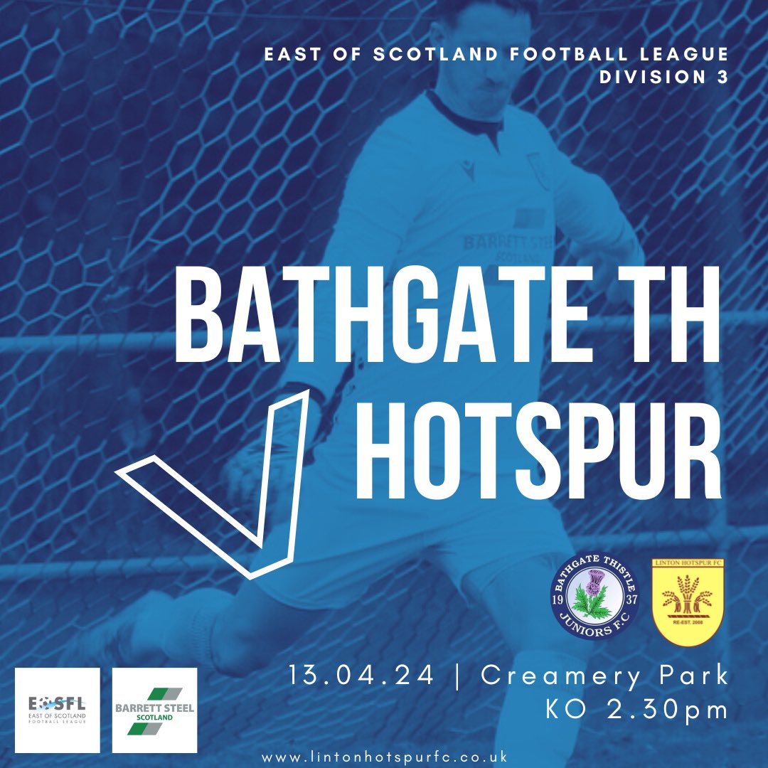 𝗡𝗘𝗫𝗧 𝗠𝗔𝗧𝗖𝗛 🔜 🏐 It’s on the road again for the 𝙃𝙤𝙩𝙨𝙥𝙪𝙧𝙨 on Saturday, as we take on Bathgate Thistle at Creamery Park. 🆚 @bathgatethistle 📅 13.04.24 ⏰ 14.30 🏆 Division 3 🏟️ Creamery Park 💷 £7 Entry (£4 Concession) 𝙒𝙚 𝙜𝙤 𝙖𝙜𝙖𝙞𝙣 💪 #MontheSpurs…