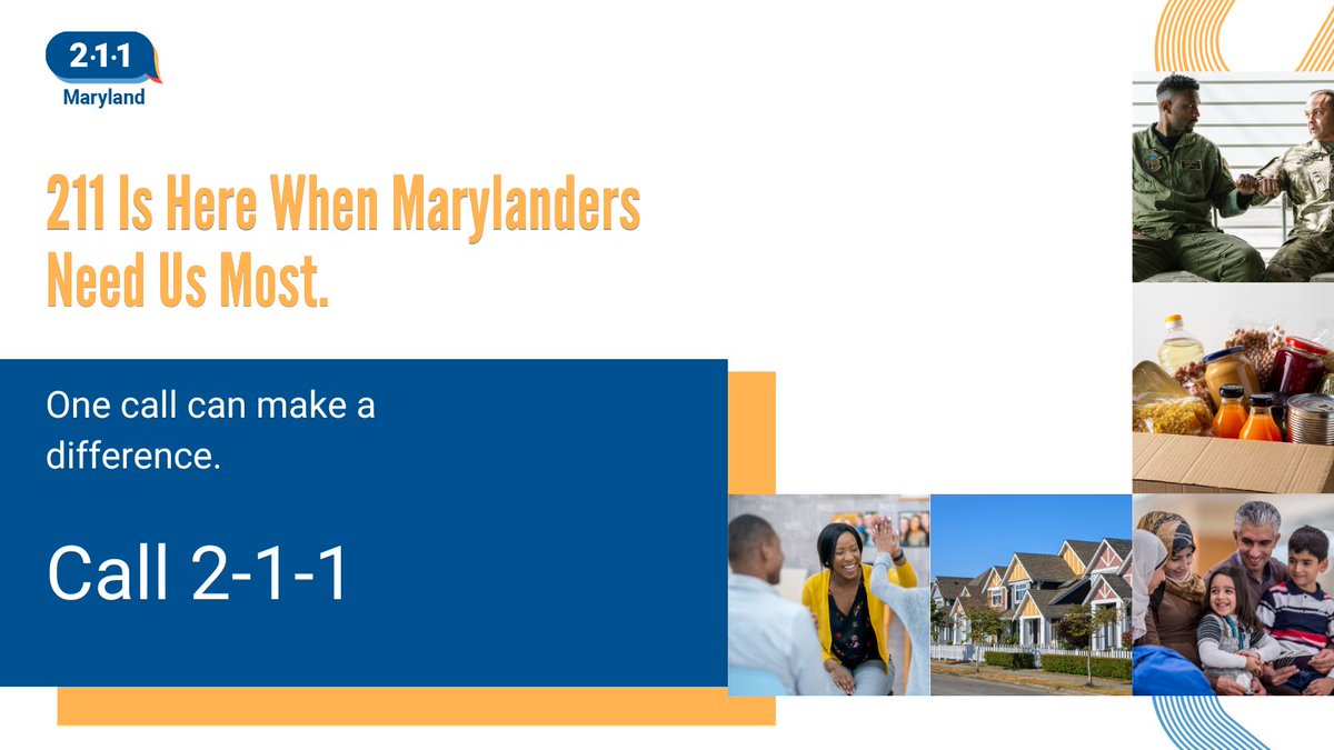One call can make a difference for someone you know. Let them know about 211 and the ways we connect the community to resources and support. We’re here when Maryland needs us most. Call 2-1-1. 211md.org/https://211md.… #GetConnected #GetHelp