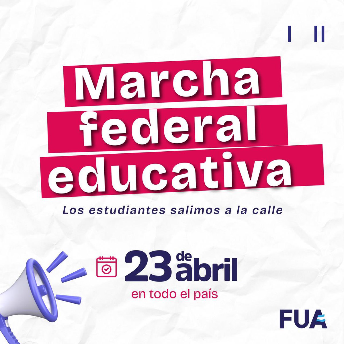 Los estudiantes a la calle. Para sostener la Educación Pública de calidad no podemos quedarnos en nuestra casa viendo como el gobierno nacional destruye las Universidades Nacionales desfinanciandolas.

Seremos miles. Y todos los días se van a sumar más.