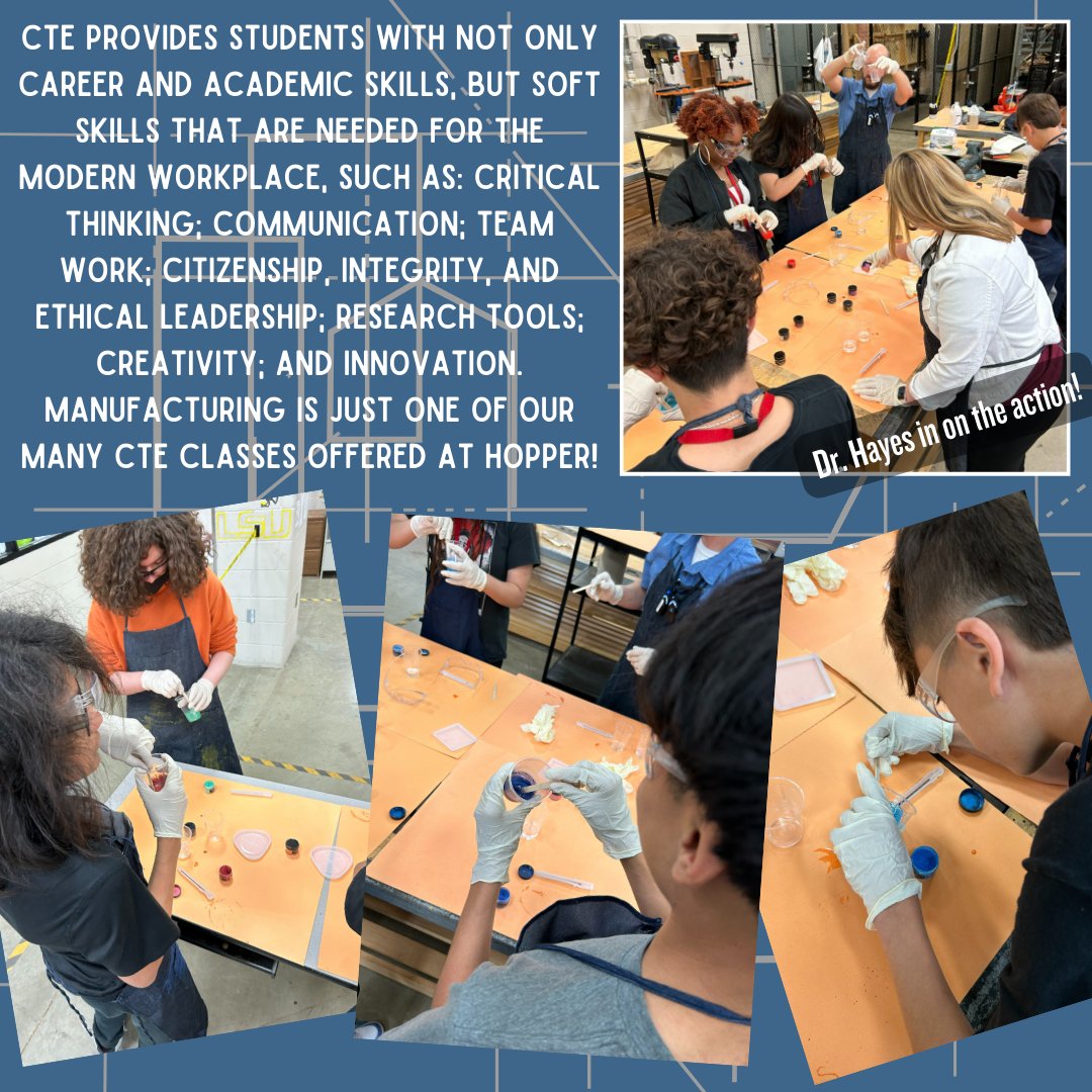 Hopper offers a variety of CTE classes. From Robotics to welding in Manufacturing, our Huskies gain an advantage moving to high school with workplace soft skills they can apply to any course as well as their daily life. #ShareAHoppertunity