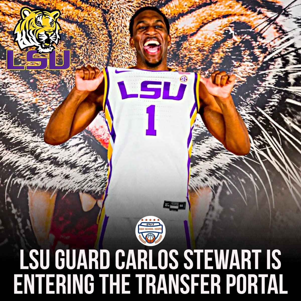 NEWS: LSU guard Carlos Stewart is entering the transfer portal, per source. Stewart began his playing two seasons career at Santa Clara before transferring to LSU last spring. He missed the majority of this season due to a knee injury. He averaged 15.2PPG, 2.4RPG, 2.3APG and…