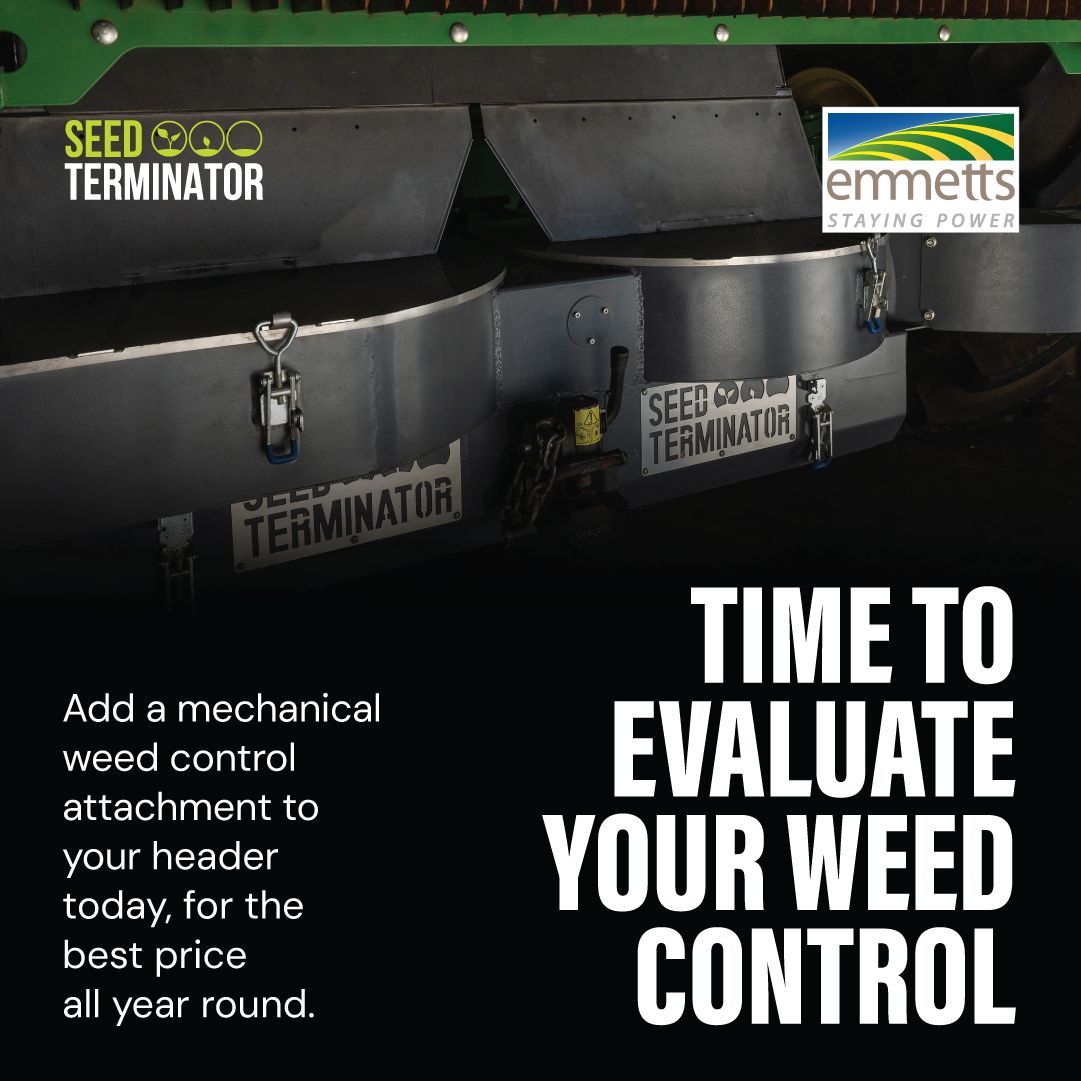 EmmettsGroup's tweet image. 🍂 Autumn is a great time to evaluate the efficiency of your current weed control methods. You can eliminate weeds as you harvest and set yourself up for seeding next year! 💪🏽

#SeedTerminator #Emmetts #WeedWarrior #AgtTechInnovation