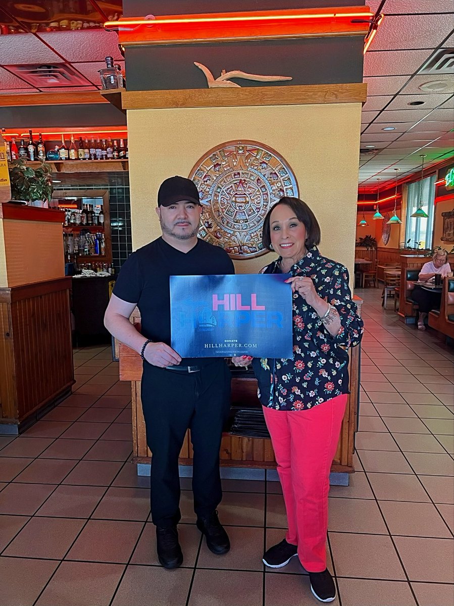 Beautiful day to spread the word! 💙 Hill Harper candidate for United States Senate24 presence is now found at El Arriero Mexican Restaurant! Savory, tasty cuisine is served in this beautifully decorated Mexican Restaurant! The quick service by friendly faces is second to none!
