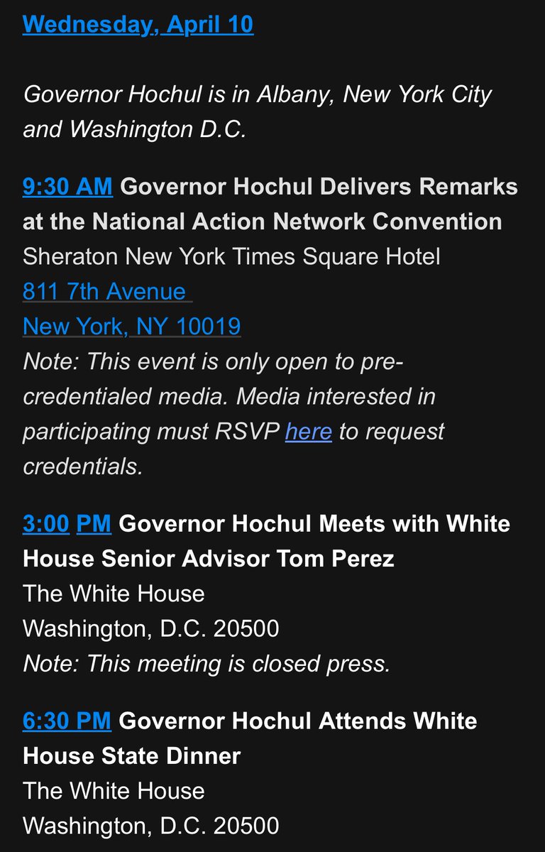 Gov. Hochul spending a good chunk of Wednesday in DC