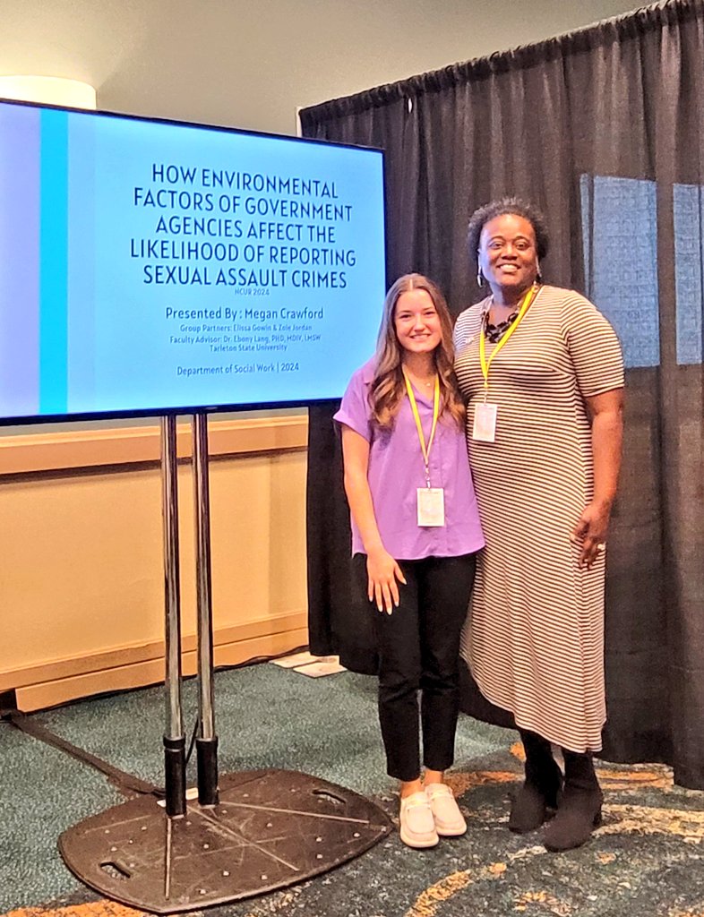 realsocialwork's tweet image. @TarletonState @TarletonSOCW BSW senior Megan Crawford completed her oral presentation about environmental factors influence on sexual assault reporting. @CURinAction #NCUR2024 #BleedPurple #ResearchIsFun @stephenvillepd