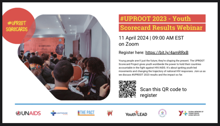 UNAIDS, on behalf of the youth-led networks we partner with, is excited to invite you to our #UPROOT 2023 showcase webinar🤓 📍April 11th | 09:00 EST - 15:00 CEST Register using the following link👉🏾unaids.zoom.us/webinar/regist… @UNAIDS @theyouthpact @YouthLEADAP_ @Yplus_Global📲