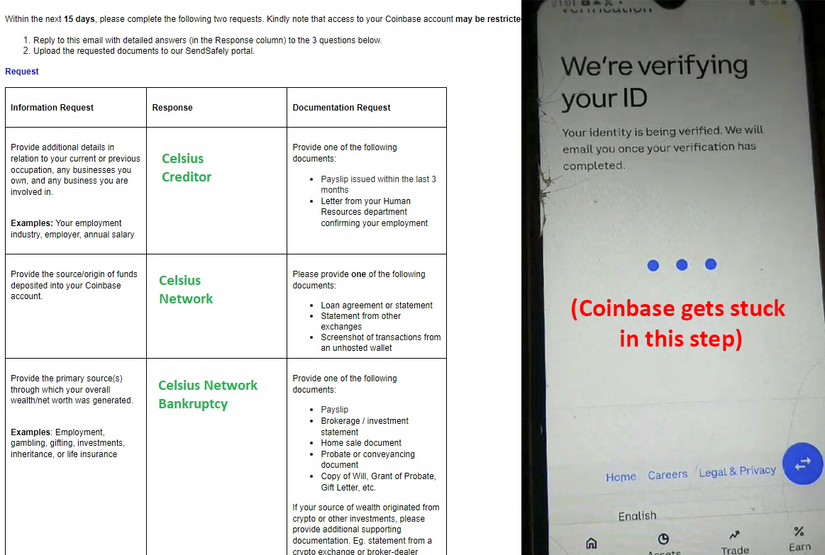 1/4) 
These 2 errors as seen below by @CelsiusNetwork & @Coinbase have resulted in 1 of my family members not receiving their distributions yet, here are my 2 tips for these 2 issues. #Coinbase #CelsiusNetwork