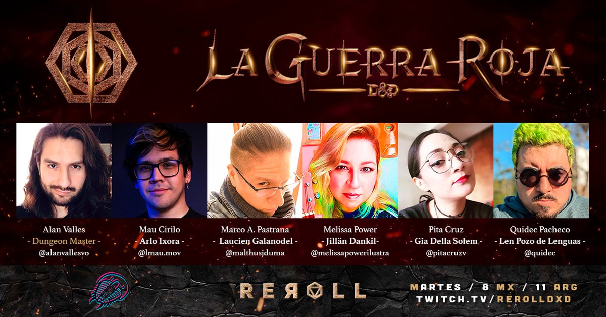 🐉¡Año del dragón y 50 aniversario de D&D! Hoy comenzamos una campaña de Dungeons and Dragons enfocada en DRAGONES! La Guerra Roja un modulo homebrew y setting creado por el equipo de ReRoll! 🐉 A compañanos hoy a las 8pm(MX) por twitch.tv/rerolldxd