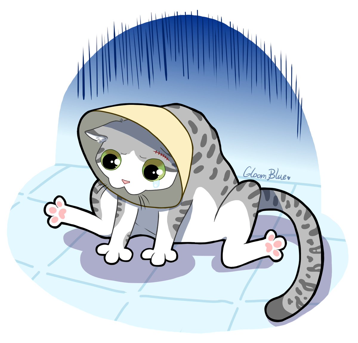 GloomyBlue18's tweet photo. Mi gato post cirugía. Odia el cono y no se lo podemos sacar aún.
(Taller es una tortura y dibujar gatos me mantiene cuerda, no tiene más explicación.) https://t.co/SYKjec2od3