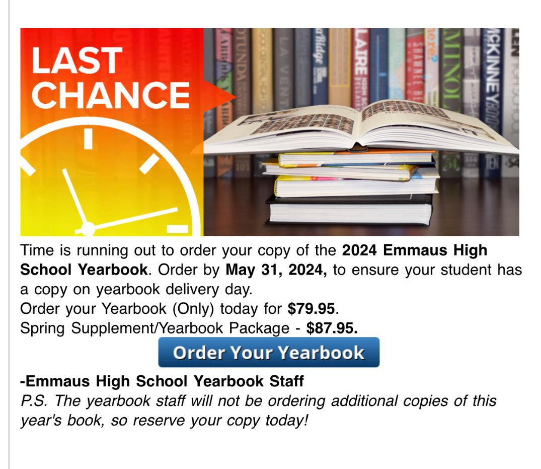 Last chance to order yearbooks! buff.ly/2Ravfbo