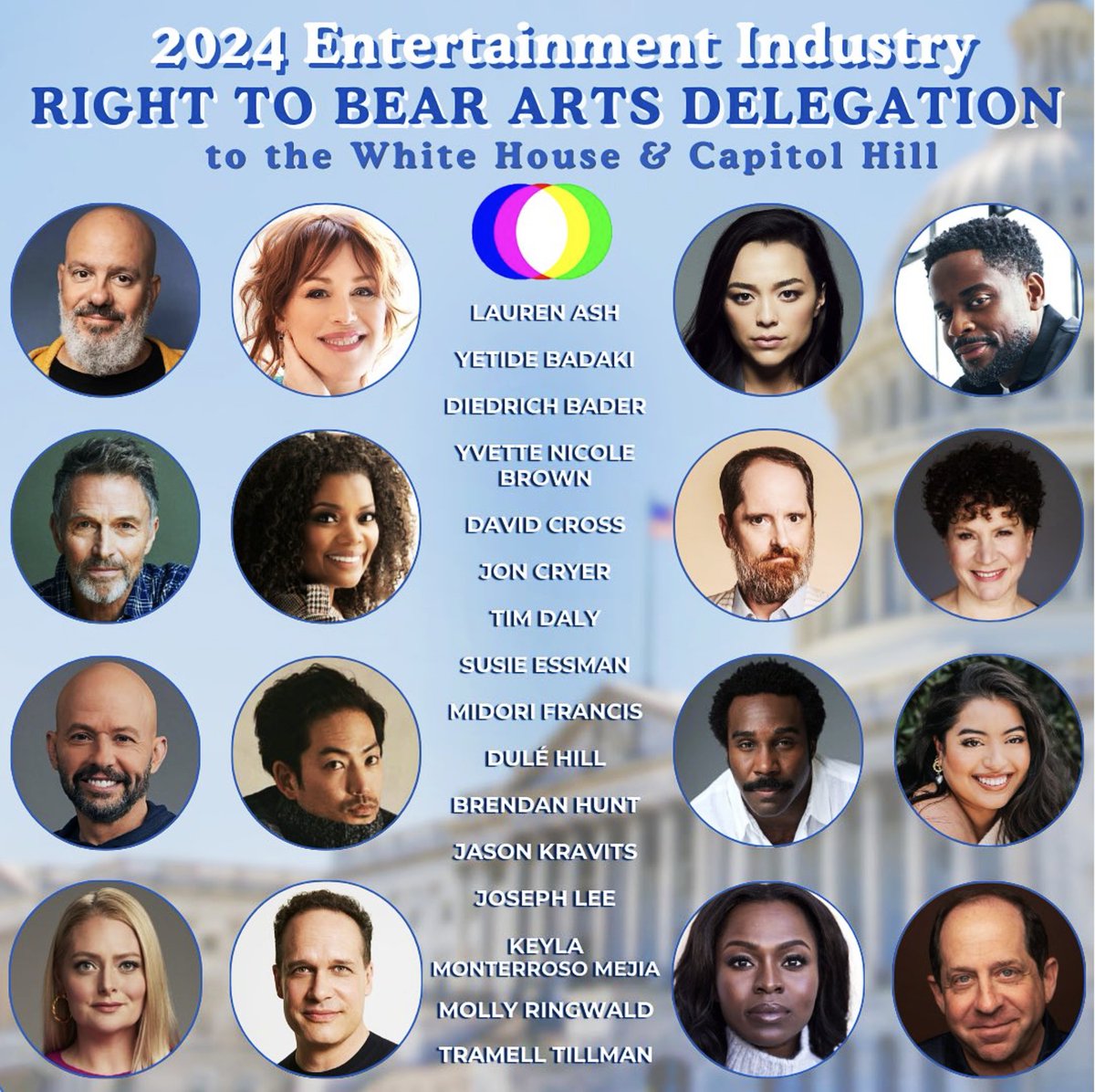 Such an important trip each year. These are the 2024 #righttobeararts entertainment industry delegates joining @thecreativecoalition from April 25-27, on the annual advocacy trip to the White House and Capitol Hill to support increased public funding for the arts. #artsadvocacy