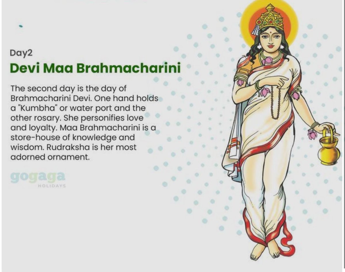 Good morning. Second day of Navratra is the day of Maa Brahamacharani Devi - Jai Maa - Have a blissful day filled with joy and happiness