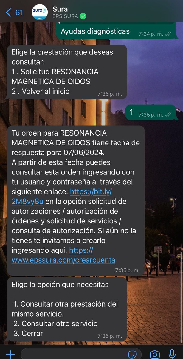 Oigan, llevo mas de dos años tratando de recuperar mi audición del oído derecho con @GRUPOSURA pero el proceso es tan demorados que hoy tengo que acudir a una resonancia porque mi hipoacusia ya es GRAVE. Una cita de otorrino que pedí hace año y medio me la dieron hace dos meses…