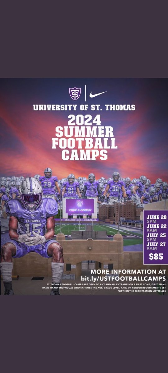 Thank you @CalebCorrill for the camp invite. Excited to come out and compete! @UST_Football