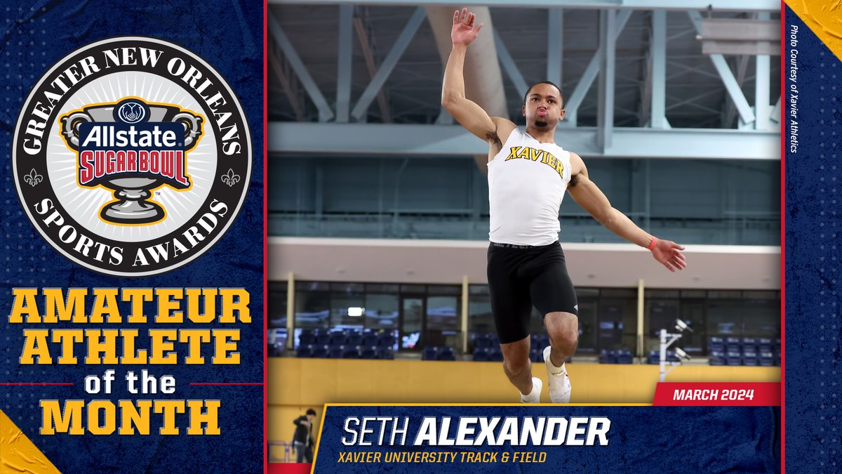 Alexander's 2nd national championship earns him Sugar Bowl's Athlete of the Month award
story: xulagold.com/news/2024/4/9/…
#TeamGold #HailAllHailXU #NAIATrack #HBCU #XULA