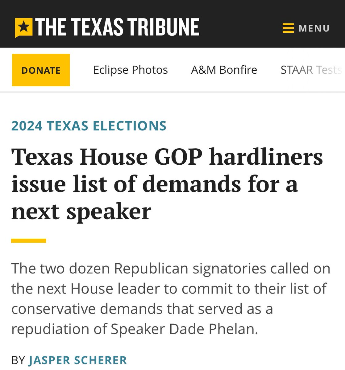 From @TexasTribune: “The letter proposes a dozen changes that, taken together, would fundamentally transform how the Texas House operates.” Yes. That is the goal. We will reform the Texas House. We will #MakeTheTexasHouseRepublicanAgain. #txlege