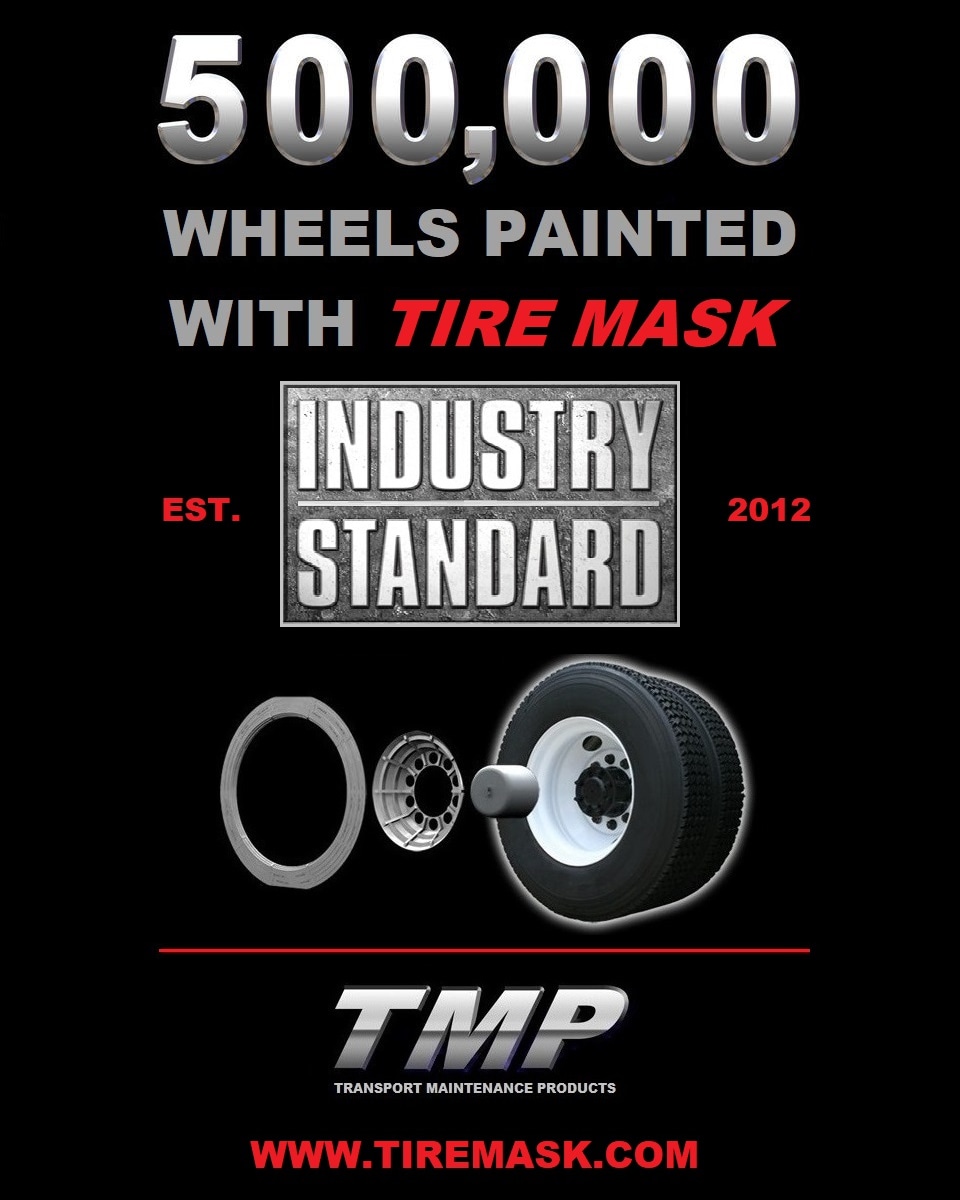 THE INDUSTRY STANDARD: Users have painted over 500,000 wheels since 2012. Order at: tiremask.com Tire Mask cuts masking & cleanup time by 90% painting DOT compliant wheels. #truck #trucking #usedtrucks #wheelpainting