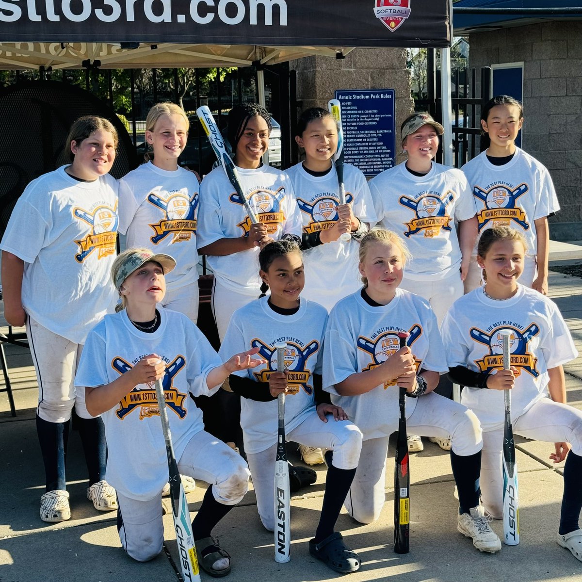 PGF 1ST to 3RD Bat Wars 12U Champs! During the championship game scoring 10 runs in the last inning to seal the championship win. Coming home with 6 new Easton bats @eastonfastpitch and championship tshirts. @1stto3rdsoftball @pgfnetwork Next stop Tennessee Super Select…