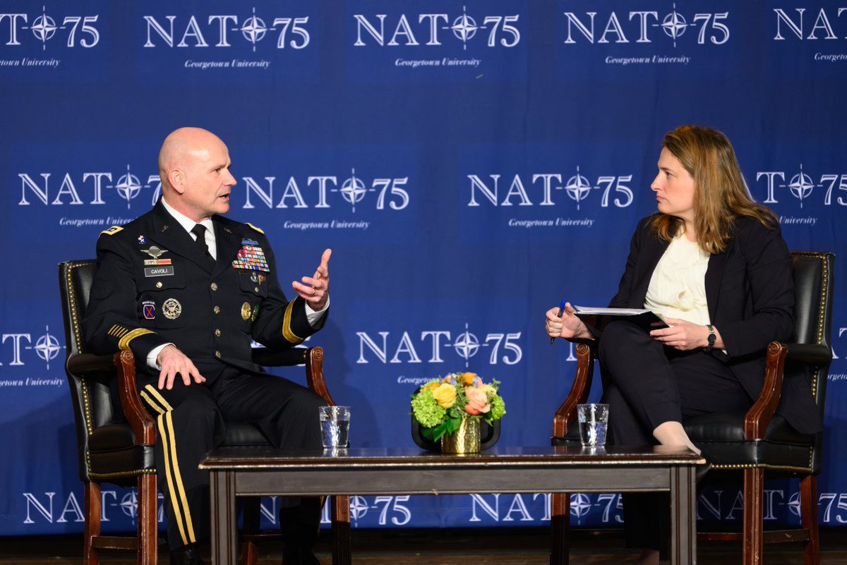 For a @NATO nerd, it doesn't get any better than this. Thank you to @GeorgetownCSS for allowing me to dream big, and to @SHAPE_NATO SACEUR Cavoli and all the other speakers who took the time yesterday to share their expertise with us at this critical moment in history. #NATO75