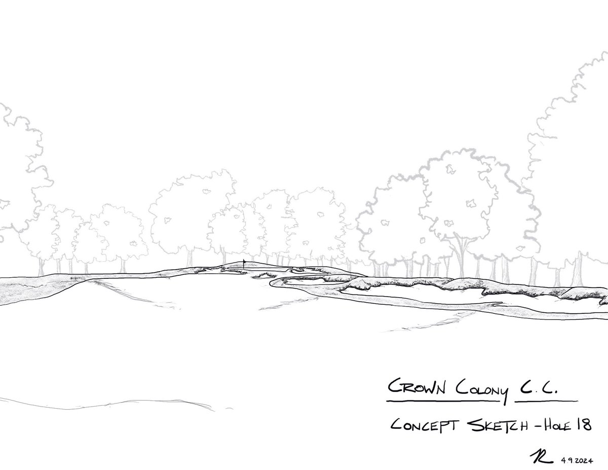 Proposed look of the approach on the 18th at Crown Colony. #AirportSketch #flightdelay