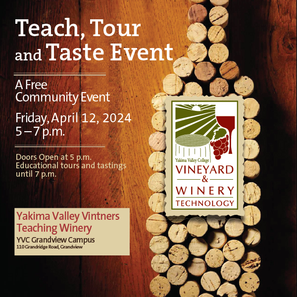 YakimaCollege's tweet image. 📣 Only 3 days left until our Winery Open House at Yakima Valley Vintners! 🍇🍷 Join us on April 12, from 5-7 p.m. for an evening of wine exploration! Discover the craftsmanship behind our student-crafted wines! #YVC #WAWine #YakimaValley