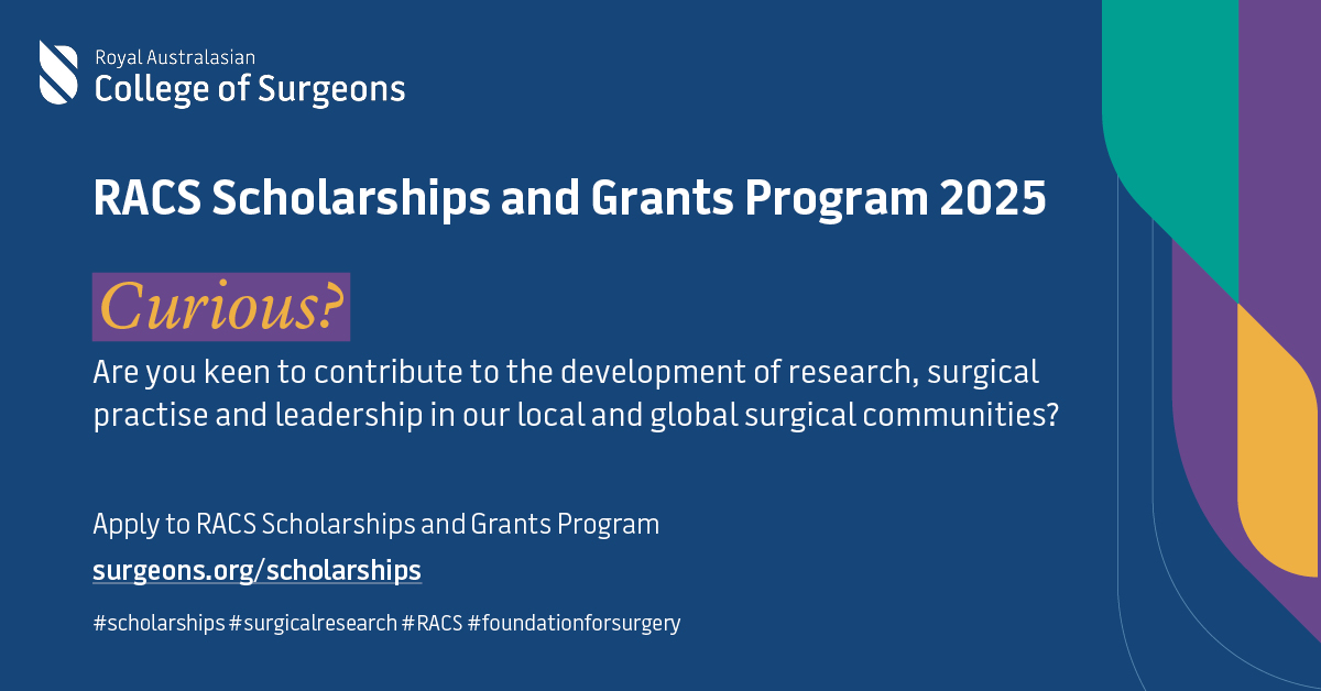 Apply now for the RACS Scholarships and Grants Program 2025: surgeons.org/scholarships Applications close 6 May 2024. #scholarships #surgicalresearch #foundationforsurgery