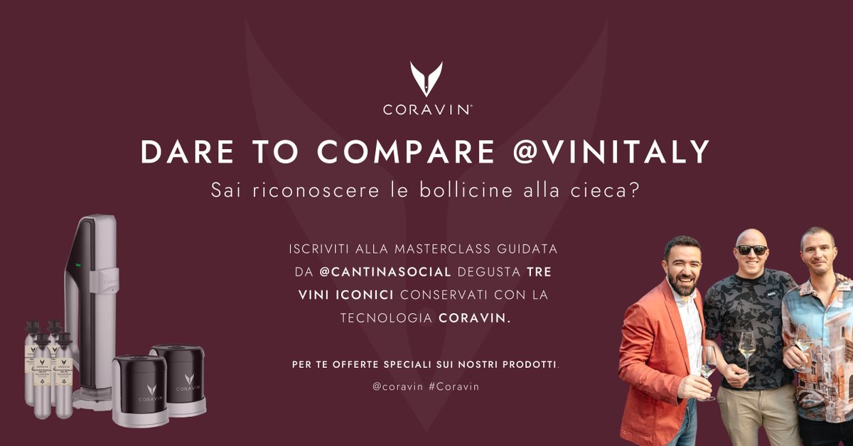 Headed to @VinitalyTasting? Don't miss out on our exclusive Dare to Compare where we'll delve into how Coravin preserves sparkling wine. Can you discern the difference? Secure your spot today and join us for a tasting adventure: bit.ly/3PVJEIp #Vinitaly #Italy #Wine