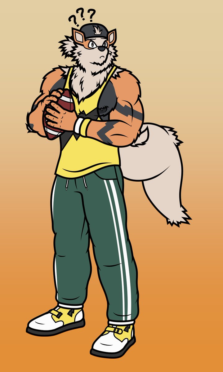 New OC time? New OC time! Say hello to Antony, Casey's roommate and 'best bro'. Unlike his gamer friend, Antony's passions include sports and more sports. This Arcanine's huge muscles compensate for his very, very tiny brain.