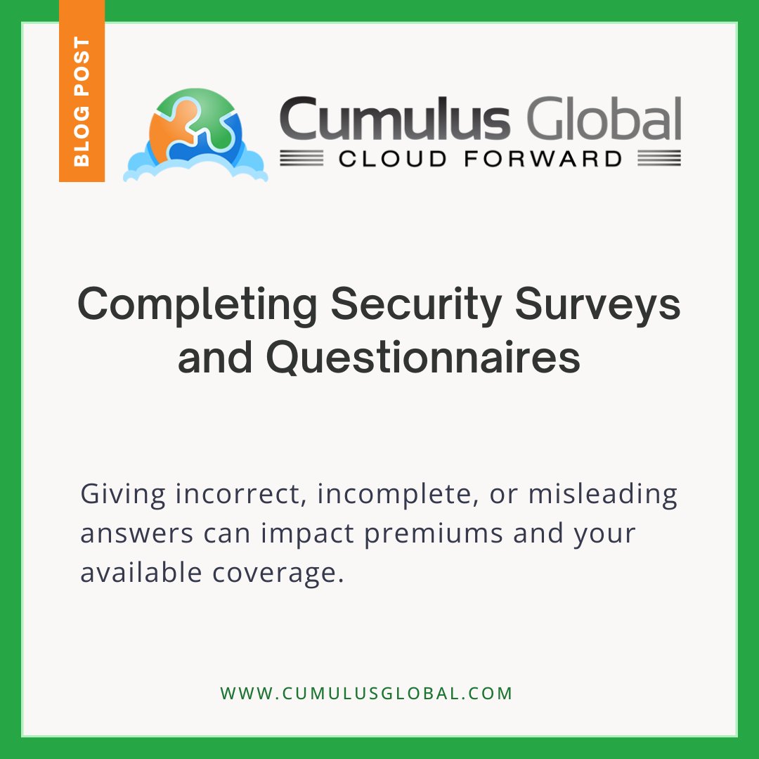 See our latest blog post for 5 best practices to follow when completing security surveys and questionnaires. bit.ly/3TS0dpX 

#CyberInsurance #Cybersecurity #HybridWork #ManagedCloudServices #ManagedSecurity #Security