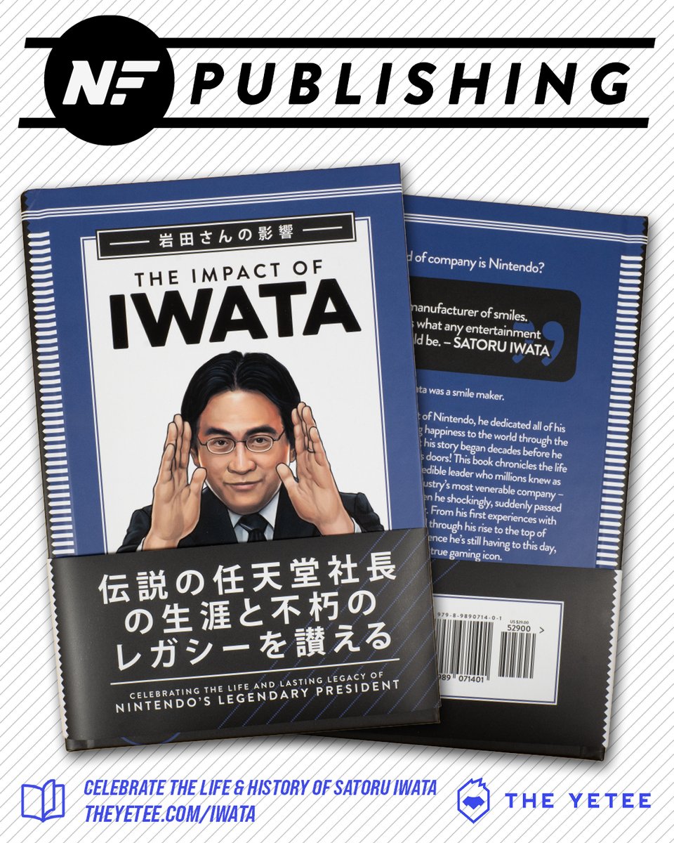 ICYMI We've got more copies of the Impact of Iwata hardcover book from @NintendoForce in stock now! Order from the Yeteemart and get deluxe OBI strip featuring an illustrated timeline. Pick up the full-color 220+ page tribute to Satoru Iwata today: 📖 theyetee.com/iwata