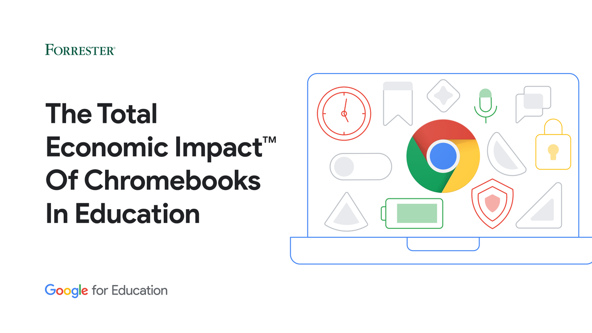 Did you hear the news? A recent TEI study conducted by @Forrester Consulting found that #Chromebooks drove a 229% return on investment and saved 71% of IT time 🎉. Learn more about these findings: goo.gle/43FXEvv