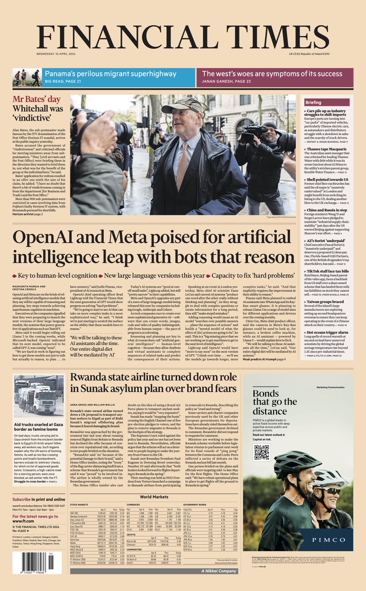 Just published: front page of the Financial Times, UK edition, Wednesday 10 April on.ft.com/49uR6kM