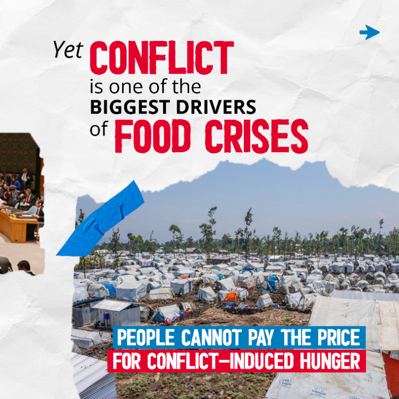 UN's tweet photo. Most food-insecure and malnourished people live in countries affected by armed conflict.

Access to food is a human right.

Food must never be used as a weapon of war.

via @WFP