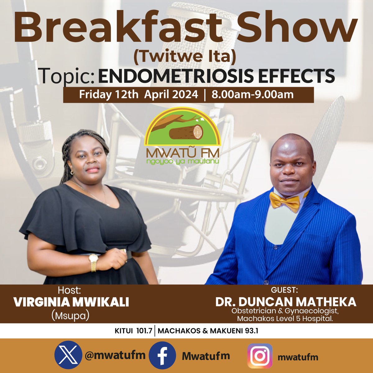 Tune in to a discussion on endometriosis on coming Friday 12th April at 8am 

#endometriosis 
#endometriosisawareness 
#endometriosisawarenessmonth 
#endometriosissupport 
#EndometriosisActionMonth 
#obstetricsandgynecology 
#GynecologicalHealth