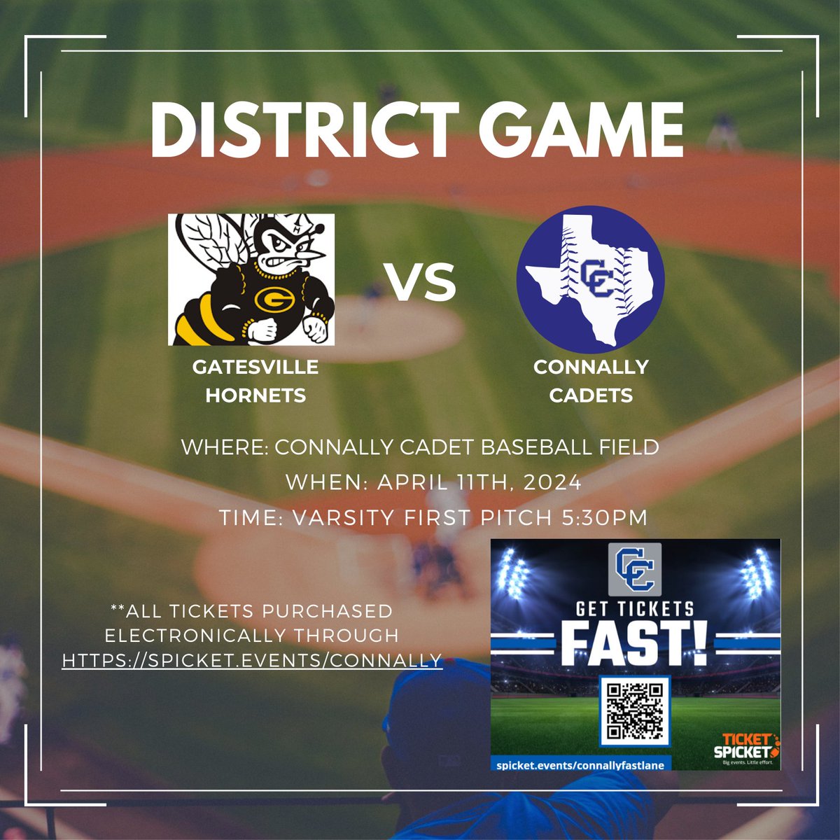 Check out our rescheduled game! We will now be playing Gatesville on Thursday at 5:30 at Connally High School, Varsity only! Please come out and support!