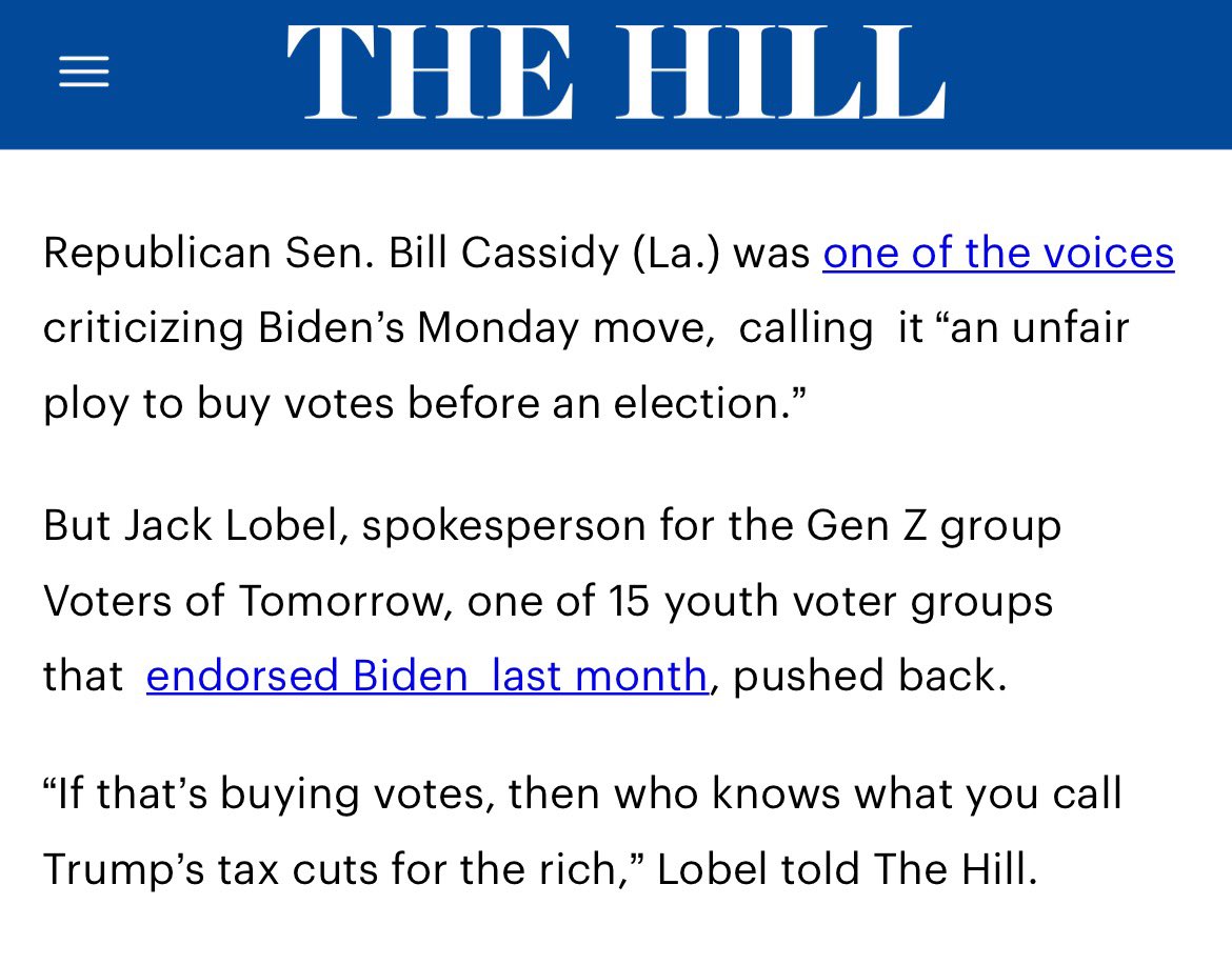 There’s nothing unfair or nefarious about economic justice, @SenBillCassidy. And if anyone’s buying votes, it’s Donald Trump.