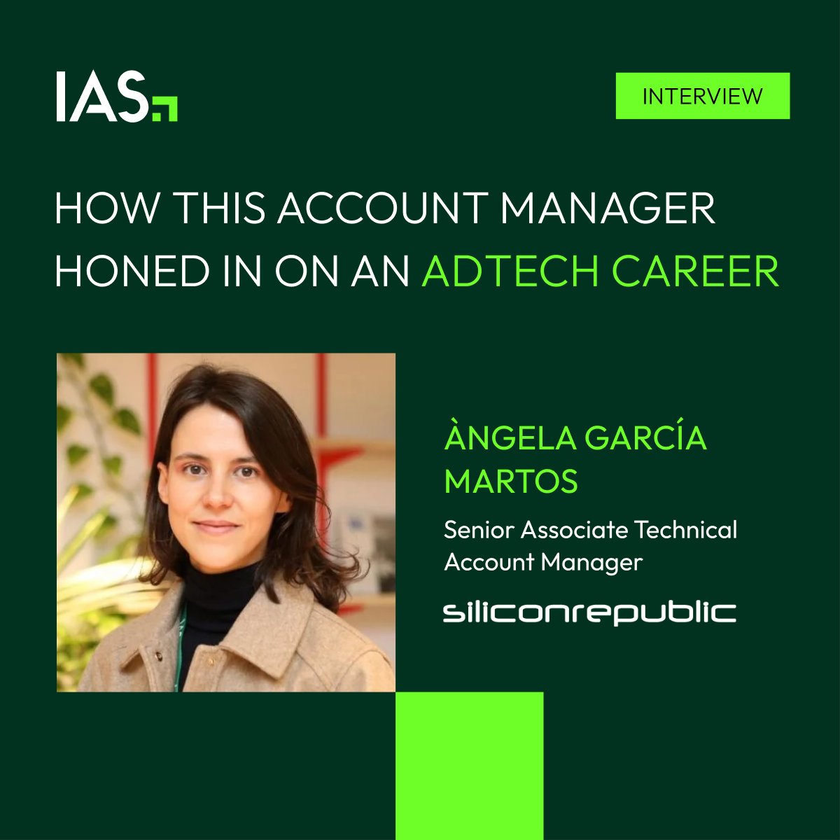 IAS Senior Associate Technical Account Manager Àngela García Martos spoke to @siliconrepublic about her journey as an industry professional and the steps she’s taken to grow within the adtech industry. Click the link to read her interview: siliconrepublic.com/people/integra…