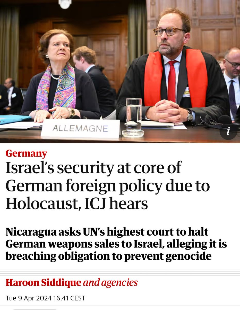 This is terrifying. Germany justifies its support for Israel's politics of ethnic cleansing and apartheid in its historical responsibility for holocaust. Can you imagine Germany justifying selling weapons to Putin because it murdered 11 million Soviets in Operation Barbarossa?