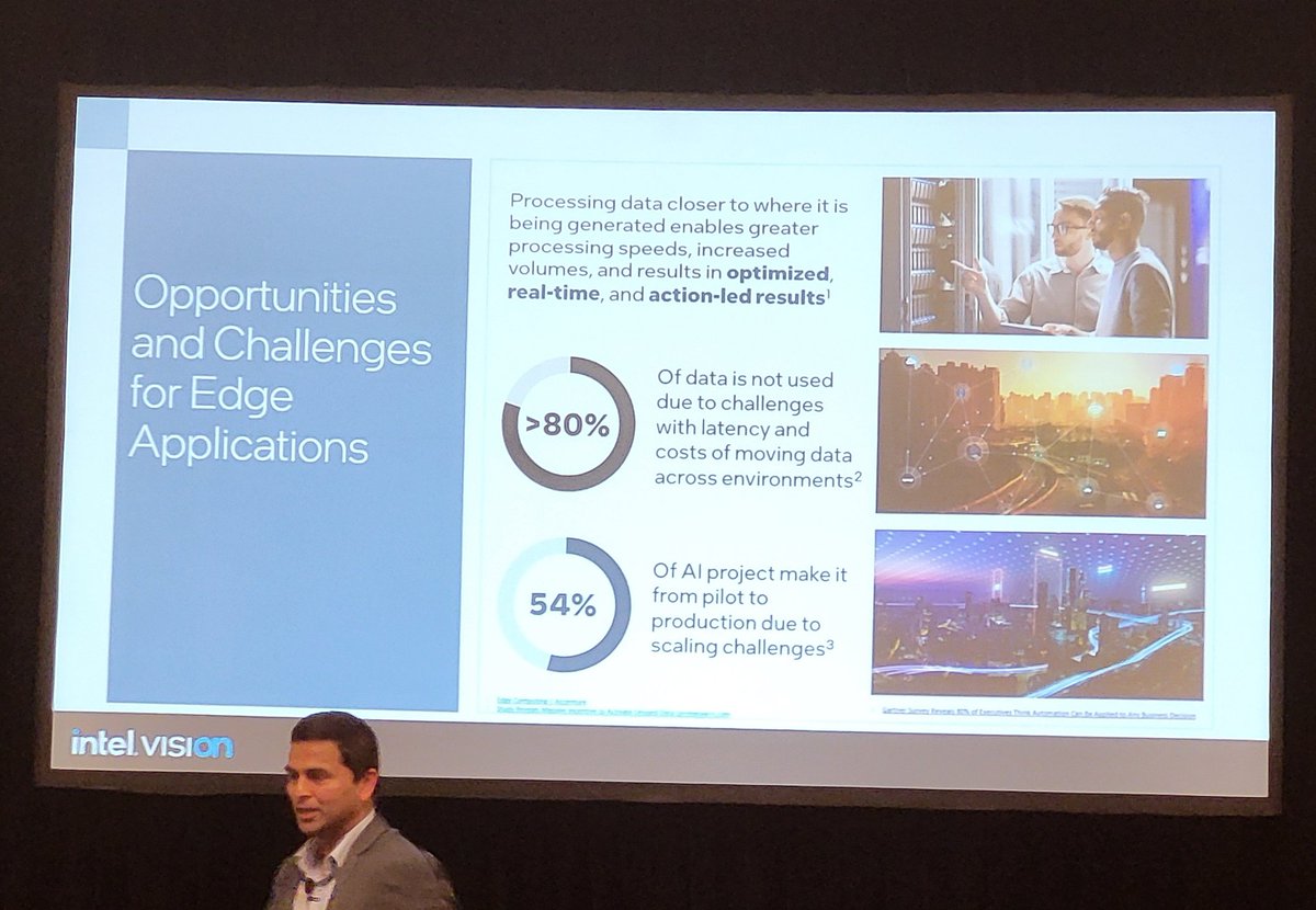 More than 80% of data not used because of latency and/or costs of moving data! 
Looks like an interesting challenge to be addressed by #PrivateWireless networks! #IntelVision by @intel