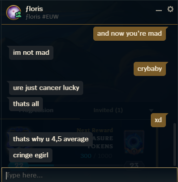 imagine getting flamed during a tft game then getting a fr from this person only to get flamed even more in private messages 💀☣️