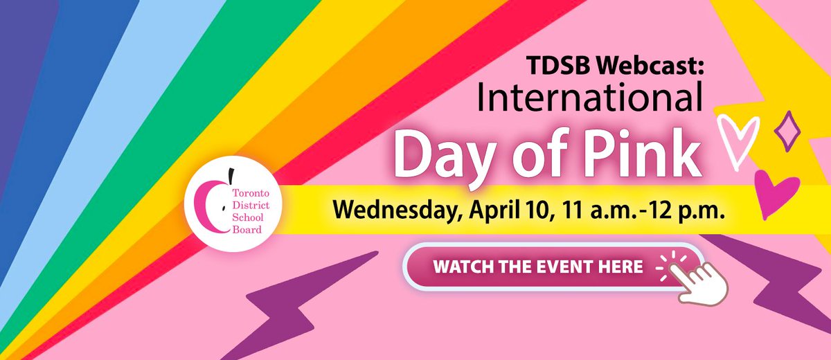 Join us from the 5050 boardroom as we stand up against discrimination directed towards 2SLGBTQ+ communities April 10 from 11-12. tdsb.on.ca/stream/LiveWeb… It is the 50th anniversary of the Brunswick Four For more information visit - dayofpink.org/brunswick-four