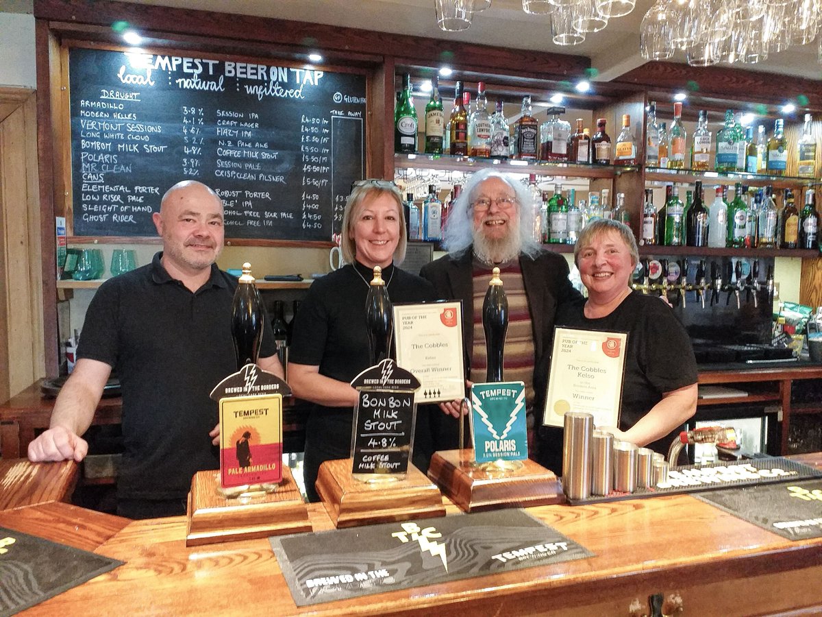 The Cobbles, Kelso, was presented with the Overall Branch and Borders Pub of the Year 2024 awards on Saturday. Congratulations to all at The Cobbles!