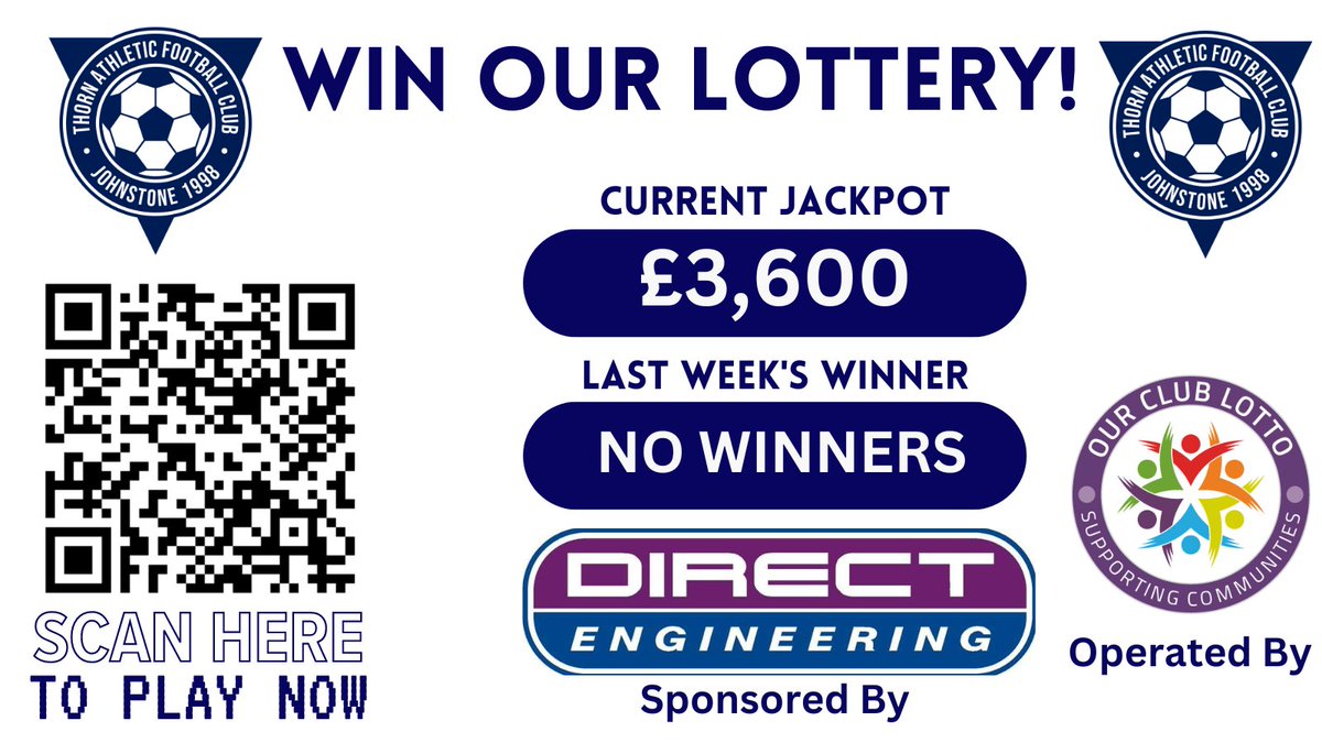 𝙀𝙑𝙀𝙍𝙔𝙊𝙉𝙀'𝙎 𝘼 𝙒𝙄𝙉𝙉𝙀𝙍 || By supporting our club development lotto you are helping us provide programmes and facilities for our community. Now surely that's worth a quid or two to support the grassroots game! ourclublotto.co.uk/play/thornathl…