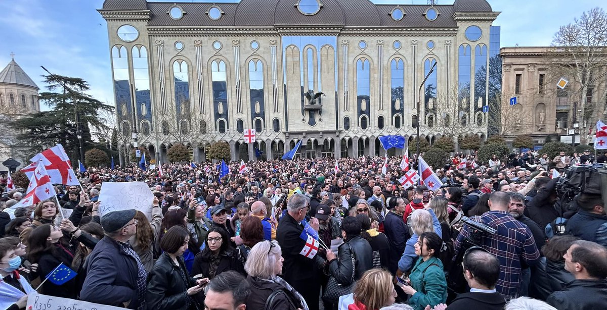 And once again, here we come :) #Georgia protesting Russian Foreign Agents Law reintroduced by the #Government of Georgia. Georgians, as always firmly saying #NO to Russian Laws, Russian Law, Ruski Mir and we are just starting