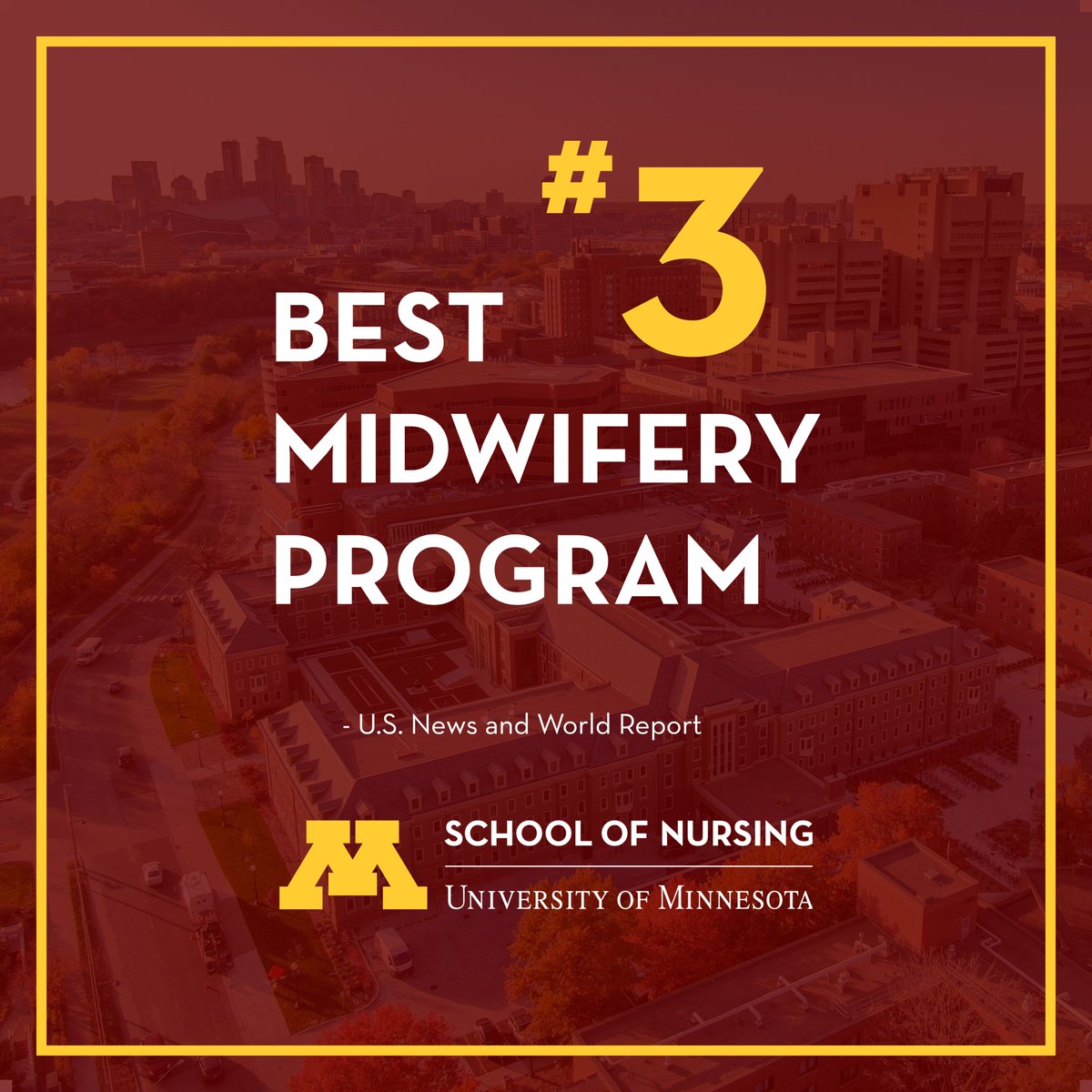 We're #UMNproud to announce that @umnnursing is home to the No. 3 nurse-midwifery program, according to @usnews!